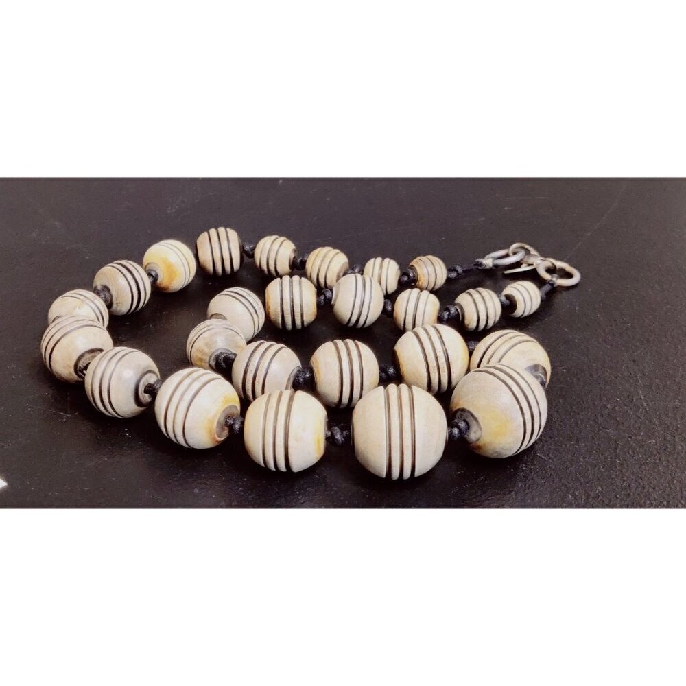 Wooden Bead Necklace by Talbots Tribal Boho Cottage Hippie Vintage Artisan